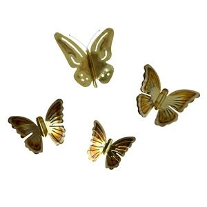 VTG Brass Butterfly Wall Art Set of 4 Mid Century Modern Gold Metal Decor Garden